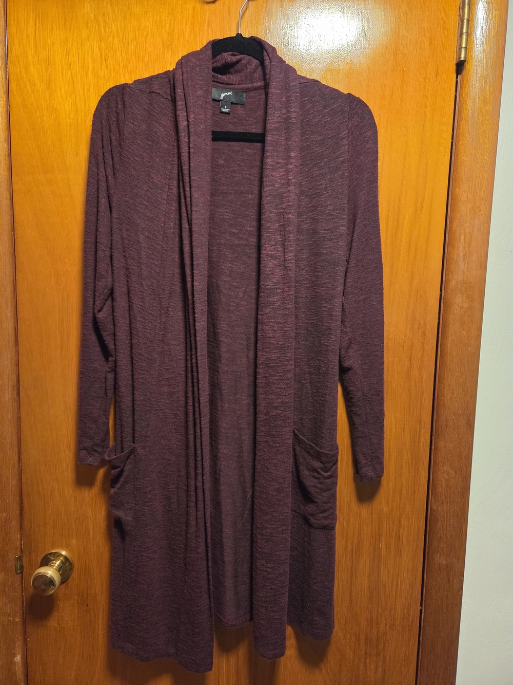 GNW Maroon Open-Front Knit Cardigan